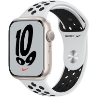 Apple Watch Nike Series 7 GPS, 45mm, Starlight Aluminium Case with Pure Platinum/Black Nike Sport Band