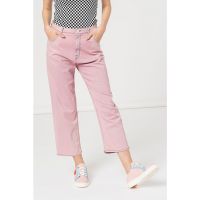 Blugi crop cu croiala boyfriend si talie medie