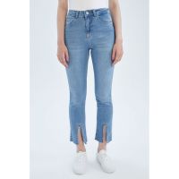 Blugi slim fit cu slituri frontale