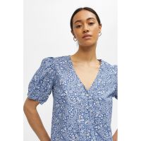 Bluza de bumbac cu imprimeu si maneci bufante