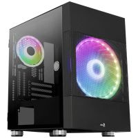 Carcasa Aerocool Atomic, Mini Tower, fara sursa, mATX, Negru