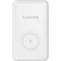 Acumulator extern Canyon PB-1001, 10000 mAh, Tehnologie Smart IC, Incarcare magnetica, Alb