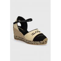 Karl Lagerfeld espadrile KAMINI MID femei, culoarea bej, toc pana, KL32203