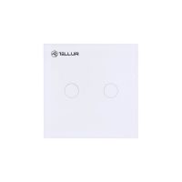 Intrerupator smart dublu Tellur TLL331051, Touch, Wireless, 1800 W, 10 A, Alb