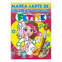 Marea carte de colorat cu guasa si acuarela. Fetite