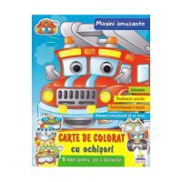 Carte de colorat cu ochisori. Masini amuzante