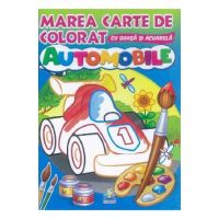 Marea carte de colorat cu guasa si acuarela. Automobile
