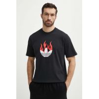 adidas Originals tricou din bumbac Flames barbati, culoarea negru, cu imprimeu, IS0178