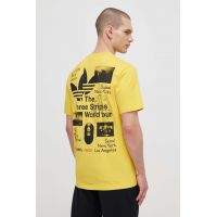 adidas Originals tricou din bumbac barbati, culoarea galben, cu imprimeu, IS0183
