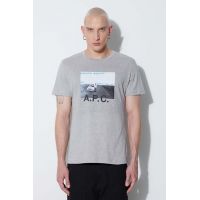 A.P.C. tricou din bumbac culoarea gri, cu imprimeu COEMV.H26058-GREY