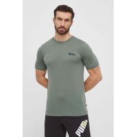 Fjallraven tricou de lana Abisko Wool Logo culoarea verde, neted, F86977