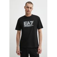 EA7 Emporio Armani tricou din bumbac barbati, culoarea negru, cu imprimeu