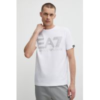 EA7 Emporio Armani tricou barbati, culoarea alb, cu imprimeu