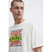 adidas Originals tricou din bumbac barbati, culoarea bej, cu imprimeu, IS2905
