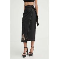Never Fully Dressed fusta din bumbac culoarea negru, midi, creion