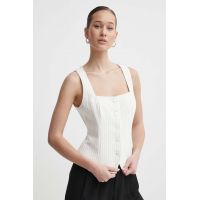 Abercrombie & Fitch vesta culoarea bej, un singur rand de nasturi