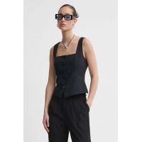 Abercrombie & Fitch vesta culoarea negru, un singur rand de nasturi
