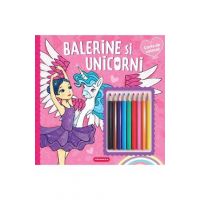Balerine si unicorni. Carte de colorat