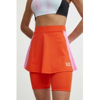 EA7 Emporio Armani fustă sport Tennis Pro culoarea portocaliu, mini, evazati