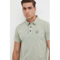 Aeronautica Militare polo de bumbac culoarea verde, neted, PO1765J633