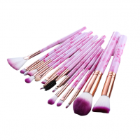 Set de 15 pensule de machiaj roz închis
