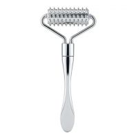 Rolă metalică pentru masaj facial cu vârfuri Rolă ascuțită pentru conturarea feței Masaj pentru circulația sângelui feței din oțel inoxidabil 12 x 5,27 cm