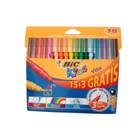 Carioci Colorate Lavabile Bic Visa, 18 Buc/set