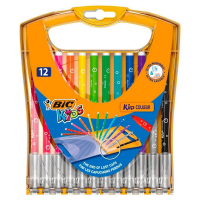 Set 12 Carioci Colorate Ultralavabile Bic Kid Couleur Cu Cutie De Depozitare