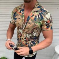 Cămașă bărbătească cu flori F784 măslin XXL