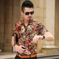 Cămașă bărbătească cu flori F795 roșu M