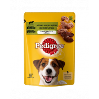 PEDIGREE Hrana umeda pentru caini adulti, carne de miel si ficat in aspic, set 24 x 100 gr
