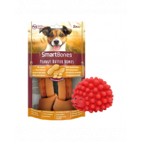 SMART BONES Medium Recompense pentru caini, cu unt de arahide si pui x 2 + minge GRATIS