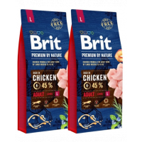 BRIT Premium By Nature Adult Large L hrana uscata pentru caini adulti de talie mare, cu pui 30 kg (15 kg x 2)