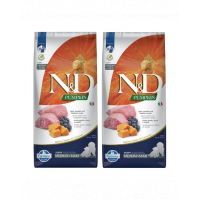FARMINA N&amp;D GF Puppy Medium&amp;Maxi Pumpkin Lamb&amp;Blueberry hrana uscata catei talie medie si mare, cu dovleac, miel si afine 24 kg (2 x 12 kg)