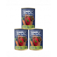 SIMPLY FROM NATURE Hrana umeda pentru caini, carne de cal, seminte de in si morcov 3 x 400 g