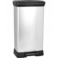 CURVER Cos de gunoi DECO BIN 50 L, negru / argintiu metalizat