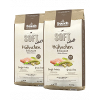 BOSCH Soft Hrana uscata cu pui &amp; banane pentru caini adulti cu intolerante 25 kg (2 x 12,5 kg)