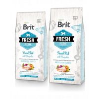 BRIT Fresh Adult Large hrana uscata caini adulti de talie mare, cu peste si dovleac 24 kg (2 x 12 kg)