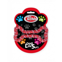 PET NOVA DOG LIFE STYLE Coarda sub forma de os pentru caine 20 cm, rosu, aroma de menta