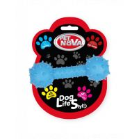 PET NOVA DOG LIFE STYLE Jucarie os cu clopotel pentru caini 14cm, albastru, aroma carne de vita