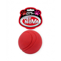 PET NOVA DOG LIFE STYLE Minge de tenis pentru caini, rosie, aroma de vita, 5 cm