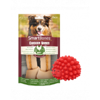 SMART BONES Medium Recompense caini talie medie, cu pui si legume x 2 + minge GRATIS