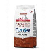MONGE Mini Puppy&amp;Junior hrană uscată pentru cățeluși de talie mică, cu miel și orez 2,5 kg