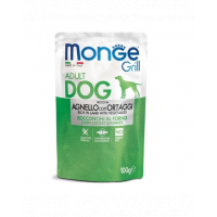 MONGE Grill hrana umeda pentru caini adulti, bucati de miel si legume 100g