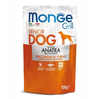 MONGE Grill Senior hrană umedă pentru câini seniori, cu rață 100 g