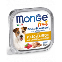 MONGE Fruit Dog Hrana umeda pentru caini adulti, cu pui si zmeura 100 g