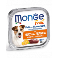 MONGE Fruit Dog Hrana umeda pentru caini, pate cu rata si portocala 100g