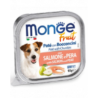 MONGE Fruit Dog hrana umeda pentru caini sub forma de pate, cu somon și pere 100 g