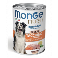 MONGE Fresh Dog Senior hrană umedă pentru câini seniori, curcan și legume 400g