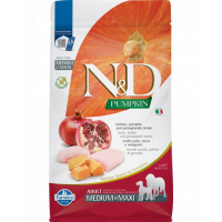 N&amp;D Pumpkin Chicken &amp; Pomegranate Adult Medium &amp; Maxi 2.5 kg hrana caini adulti talie medie/mare, pui si rodie